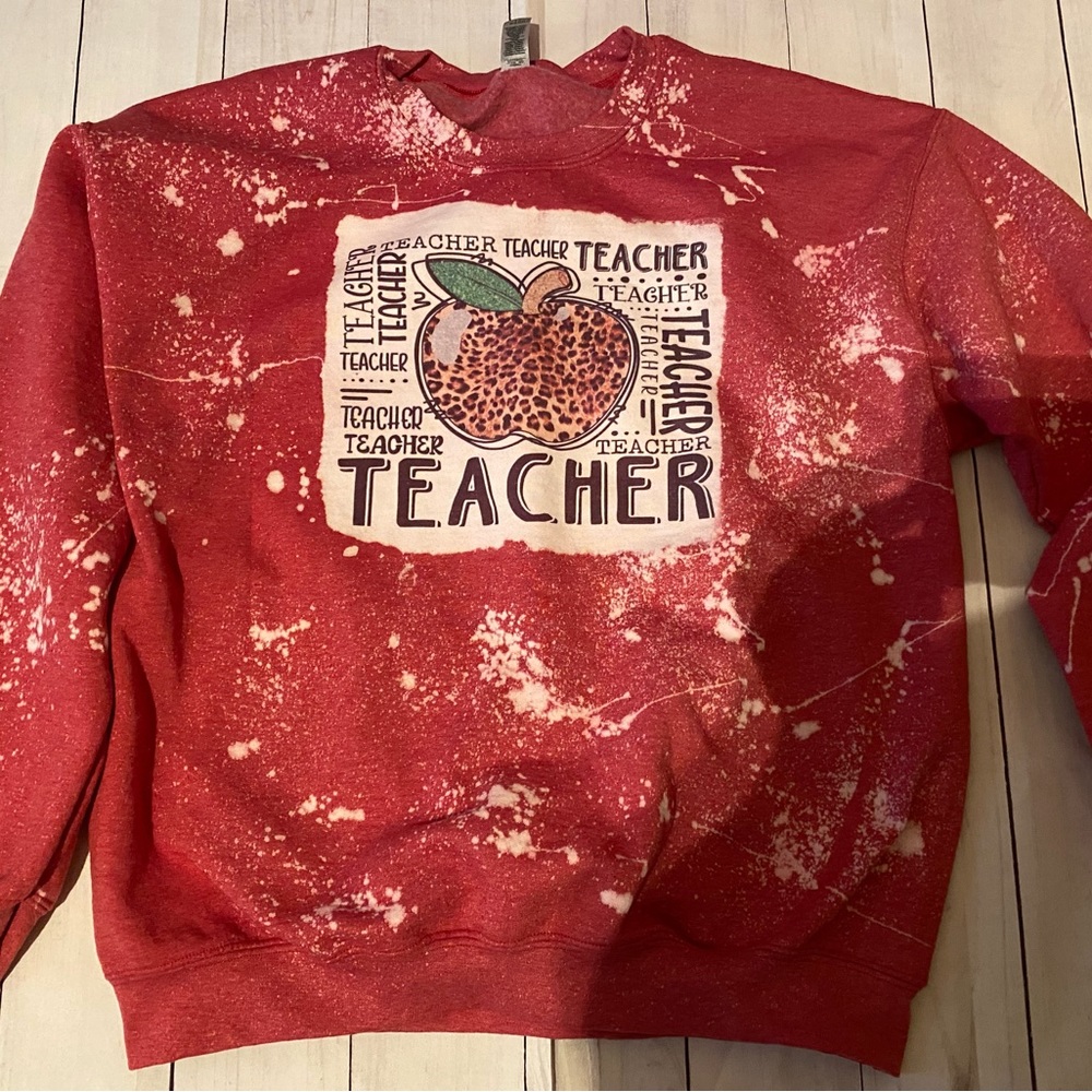 Super cute teacher leopard apple sweatshirts bleached